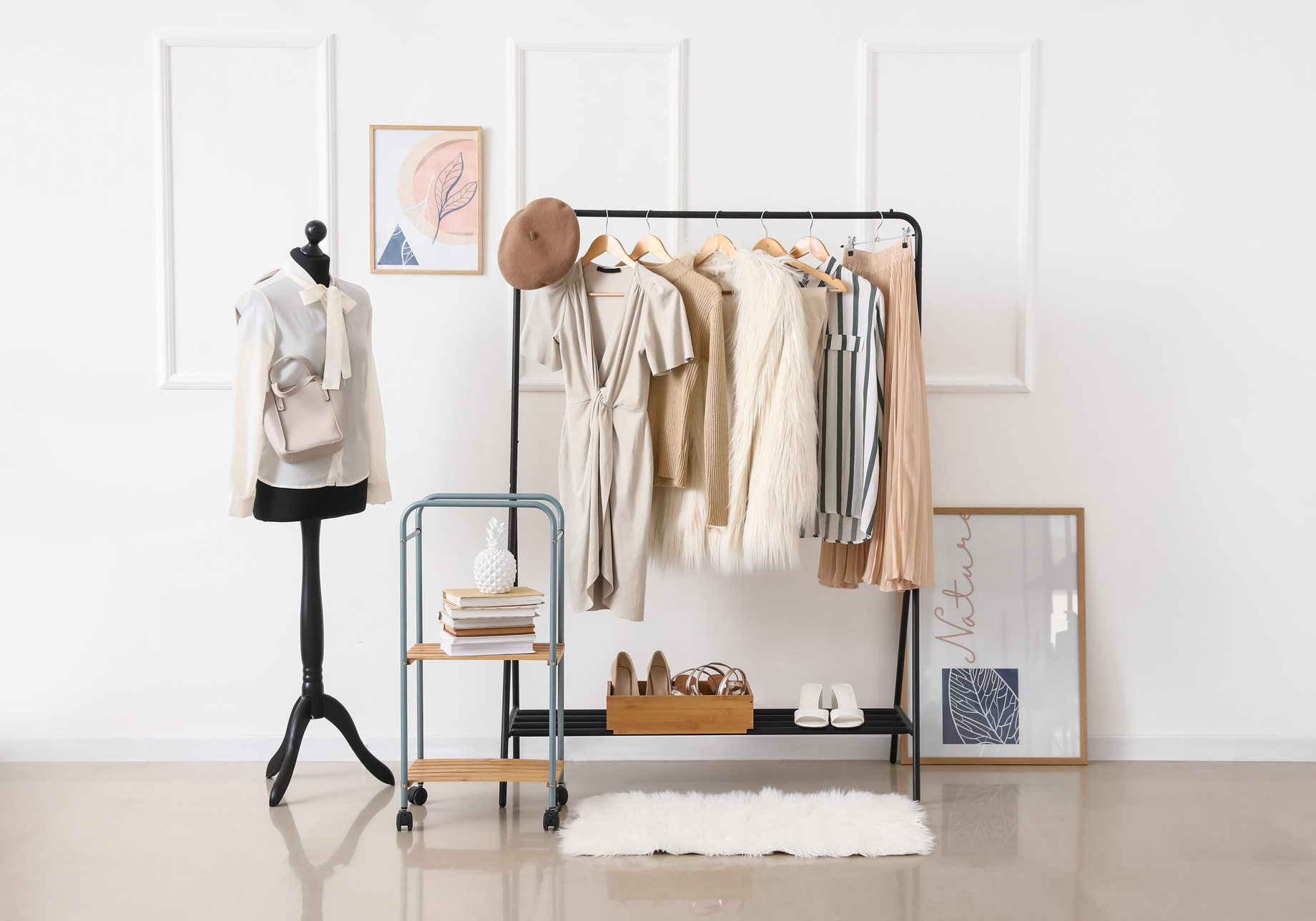 Interior of Modern Studio of Clothes Stylist